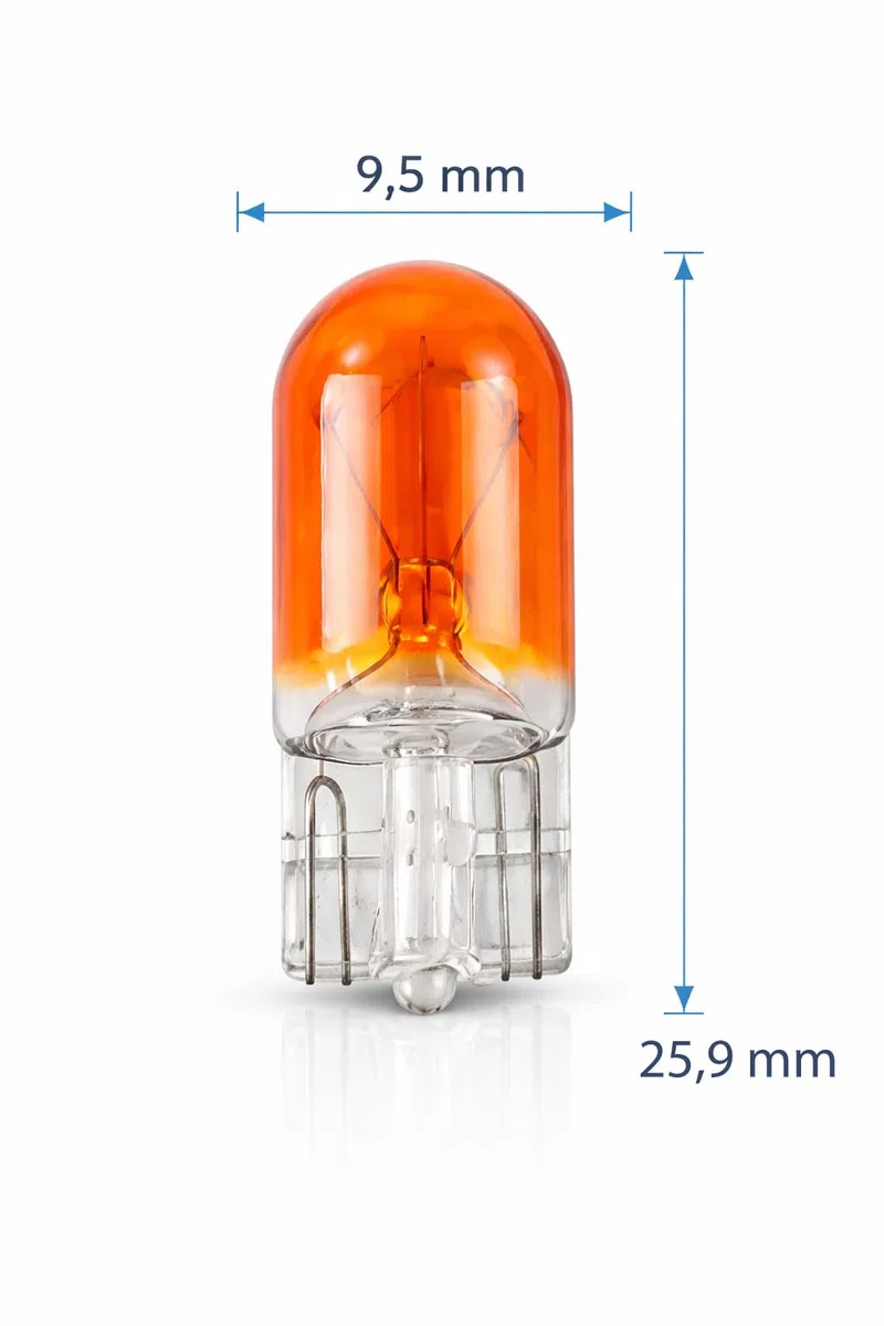 LIGHTWORLD24 10 x WY5W T10 12V 5W 5 Watt podstawa lampy kierunkowskazów 2.1x9.5d szklana podstawa lampa lampka sygnalizacyjna BURSZTYNOWA strona żarówki lewa migające światło żółte POMARAŃCZOWY