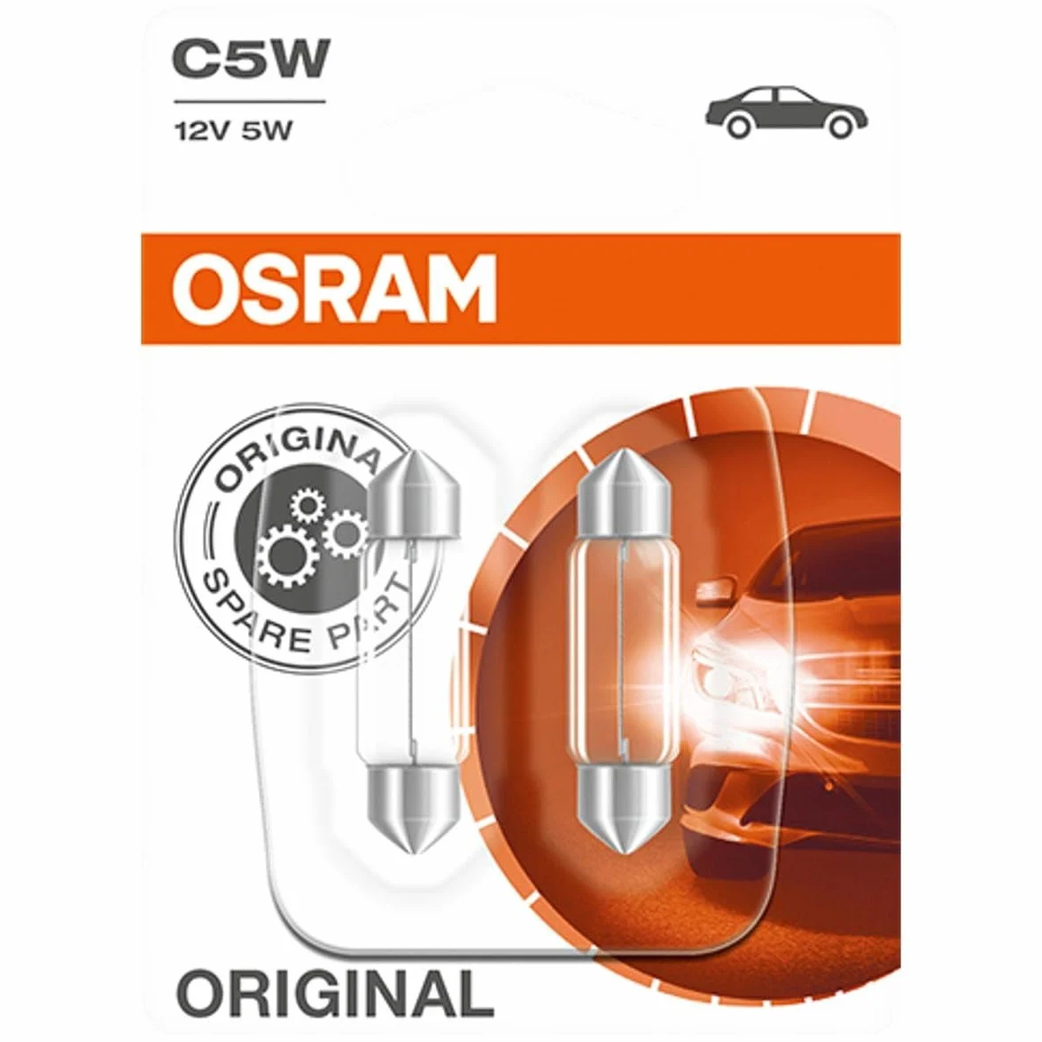 OSRAM 6418-02B Żarówka Samochodowa C5W, 12V, 5W, 2 Sztuki