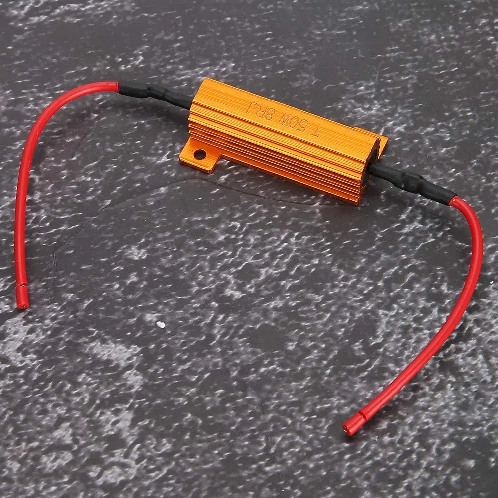 Rezystor obciążeniowy, 2 sztuki, 50 W, 8 omów, dekoder rezystora, mocowanie, diody LED, kierunkowskazy